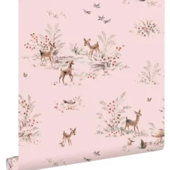 ESTAhome behang hertjes roze - 50 x 900 cm