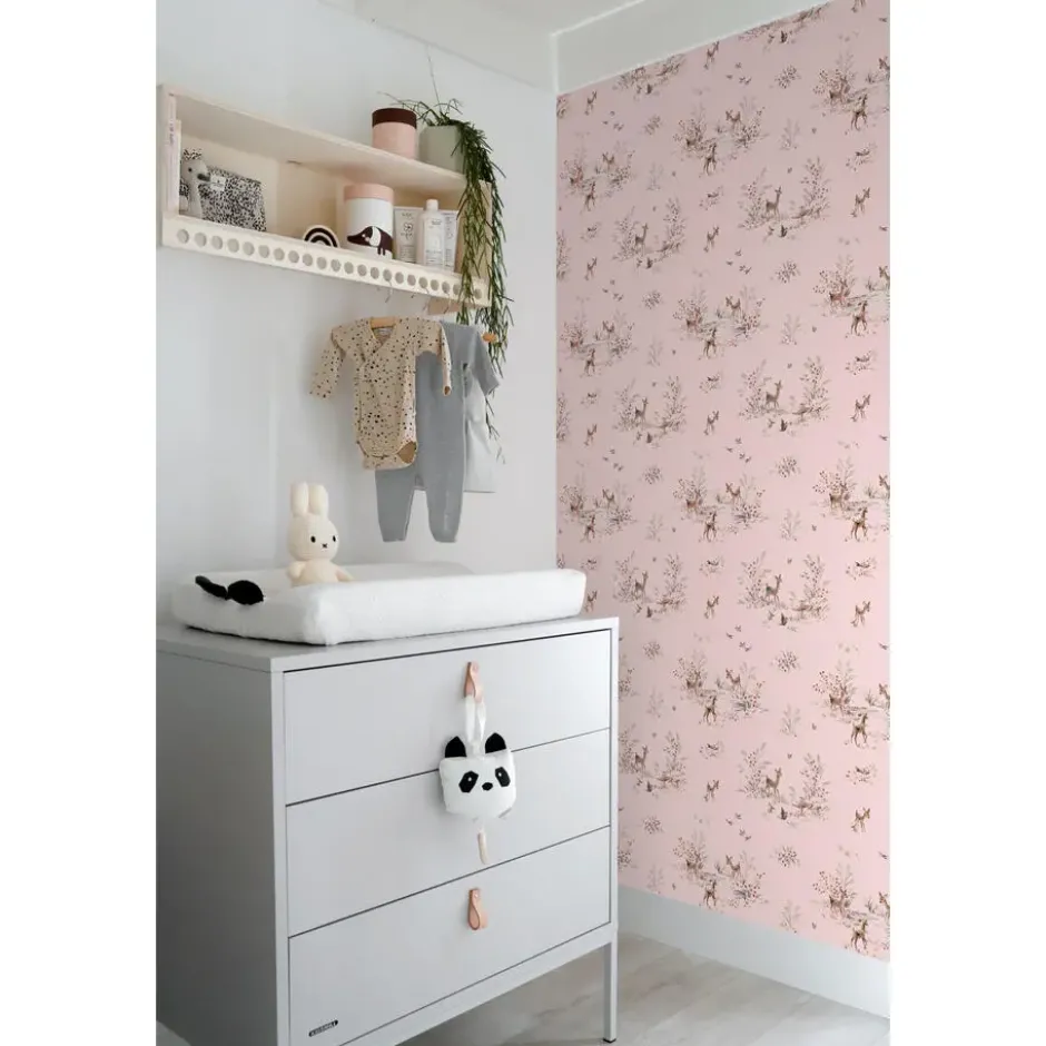 ESTAhome behang hertjes roze - 50 x 900 cm