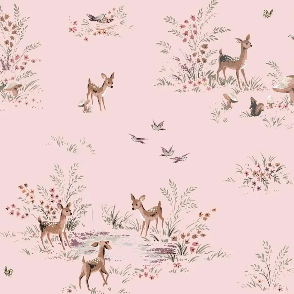 ESTAhome behang hertjes roze - 50 x 900 cm