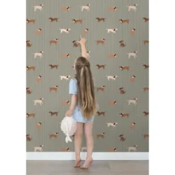 ESTAhome behang honden vergrijsd blauw - 50 x 900 cm