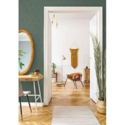 ESTAhome behang - honingraat-motief - groen en goud - 53 cm x 10,05 m