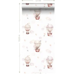 ESTAhome behang luchtballonnen licht roze en beige - 50 x 900 cm