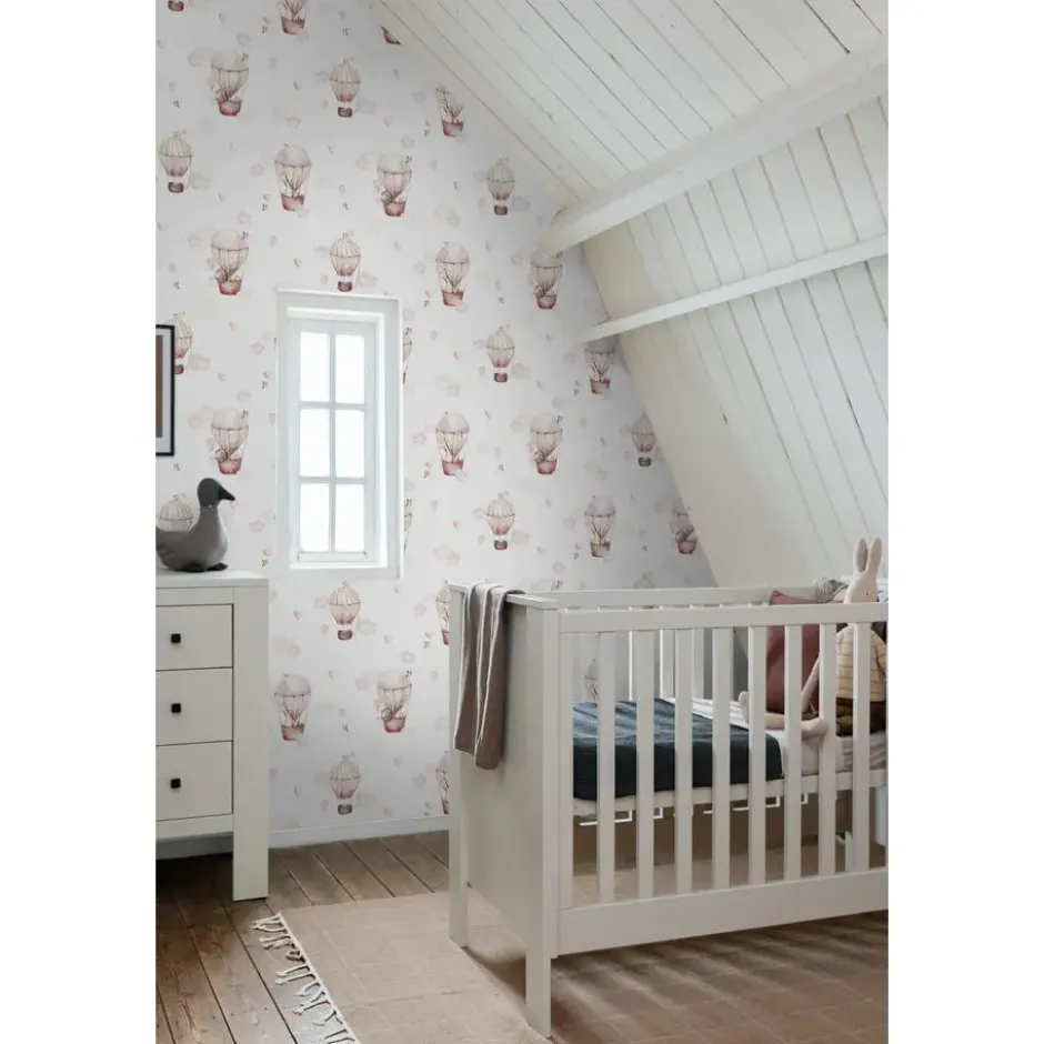 ESTAhome behang luchtballonnen licht roze en beige - 50 x 900 cm