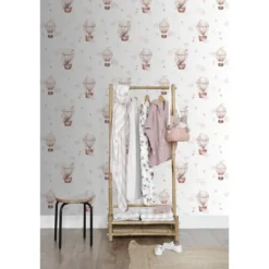 ESTAhome behang luchtballonnen licht roze en beige - 50 x 900 cm