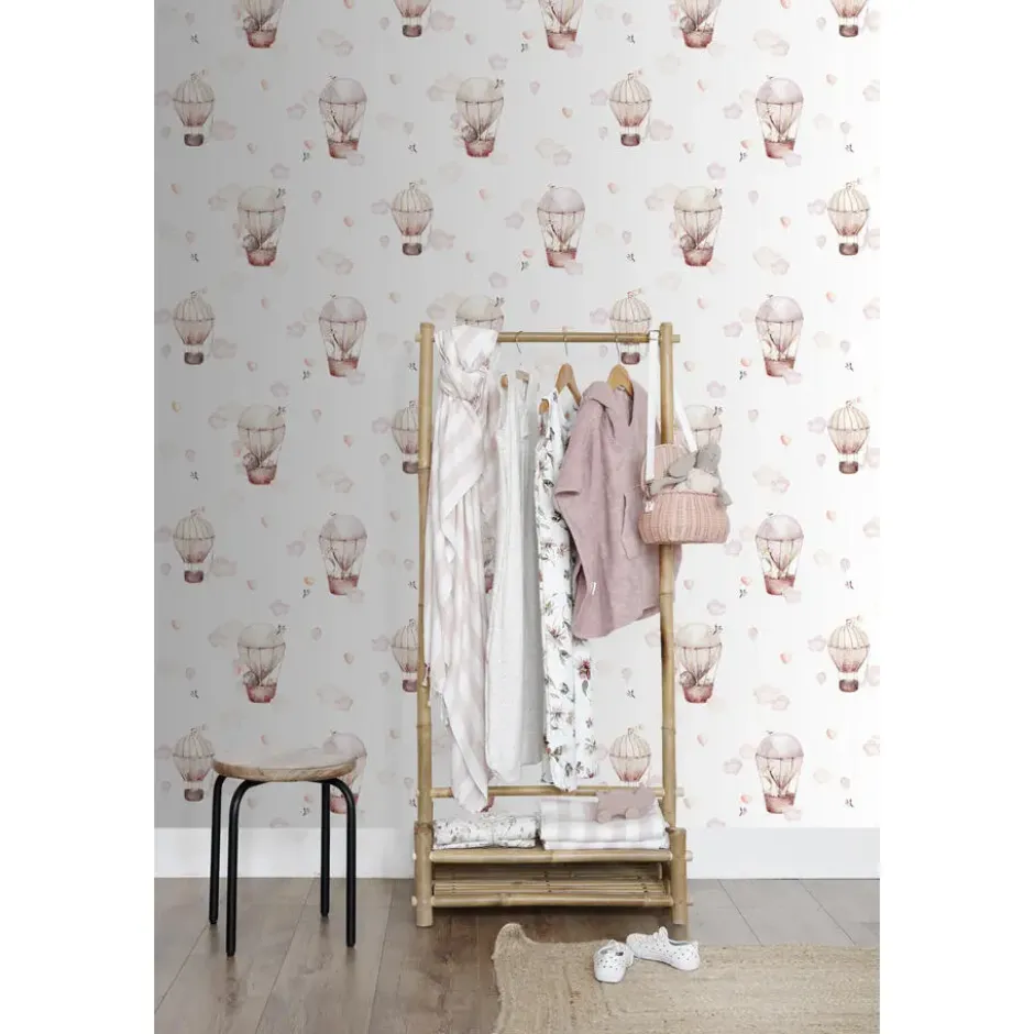 ESTAhome behang luchtballonnen licht roze en beige - 50 x 900 cm