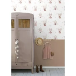 ESTAhome behang luchtballonnen licht roze en beige - 50 x 900 cm