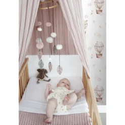 ESTAhome behang luchtballonnen licht roze en beige - 50 x 900 cm