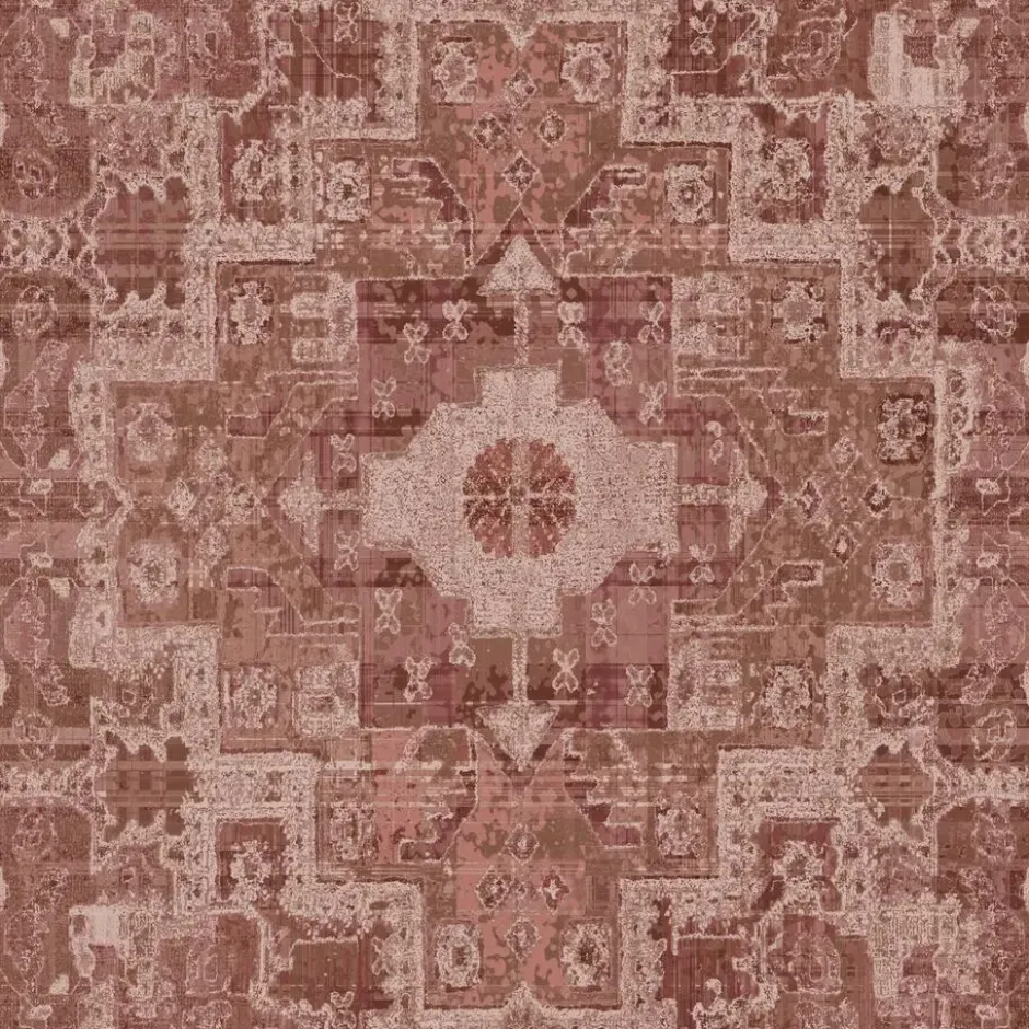 ESTAhome behang oosters kelim tapijt donker terracotta roze - 50 x 900 cm