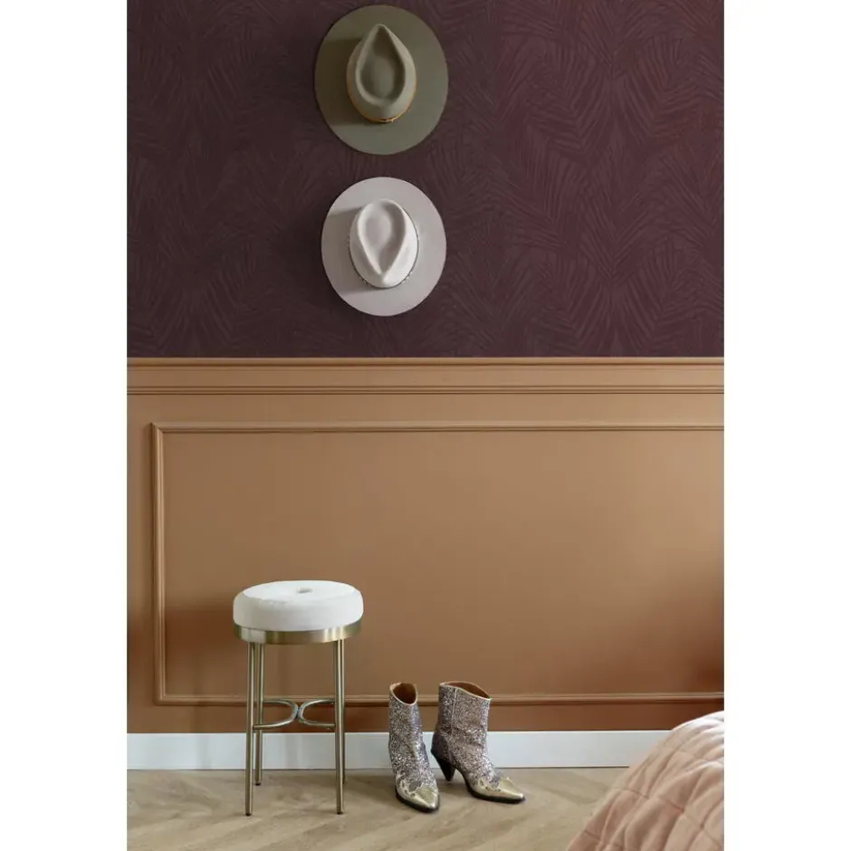 ESTAhome behang palmbladeren aubergine paars - 50 x 900 cm