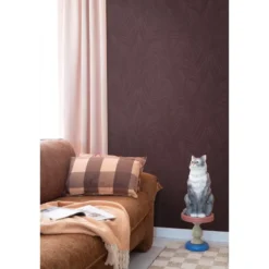 ESTAhome behang palmbladeren aubergine paars - 50 x 900 cm