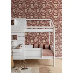ESTAhome behang retro bloemen aubergine paars en roze - 50 x 900 cm