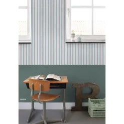ESTAhome behang strepen blauw en rood - 50 x 900 cm
