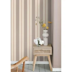 ESTAhome behang strepen bruin en beige - 50 x 900 cm