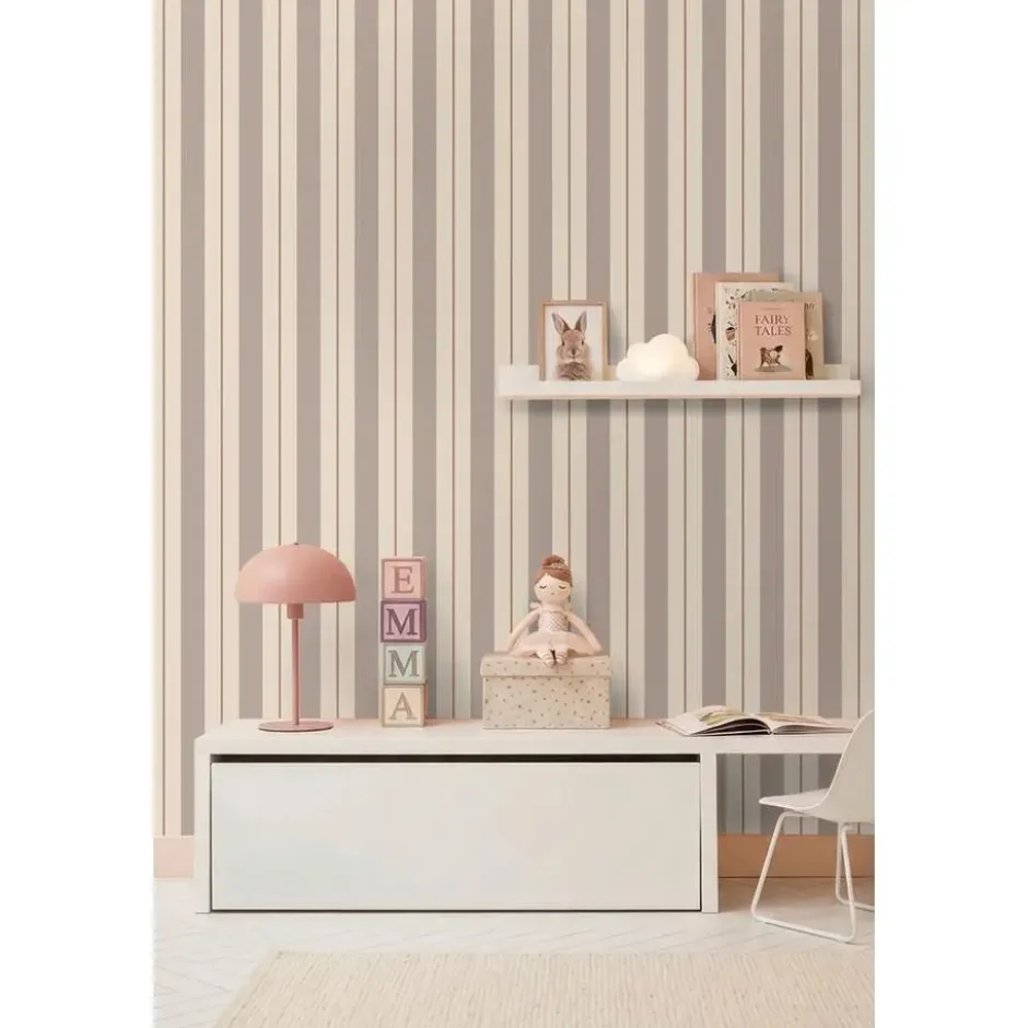 ESTAhome behang strepen bruin en beige - 50 x 900 cm