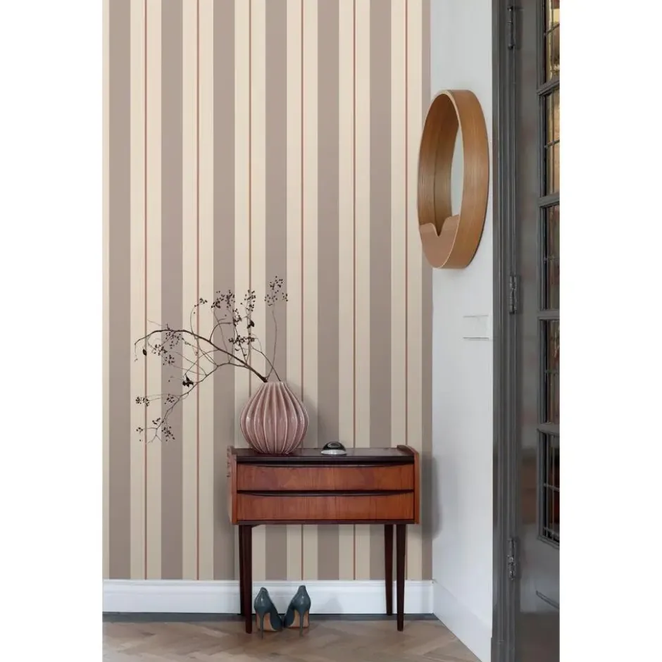ESTAhome behang strepen bruin en beige - 50 x 900 cm