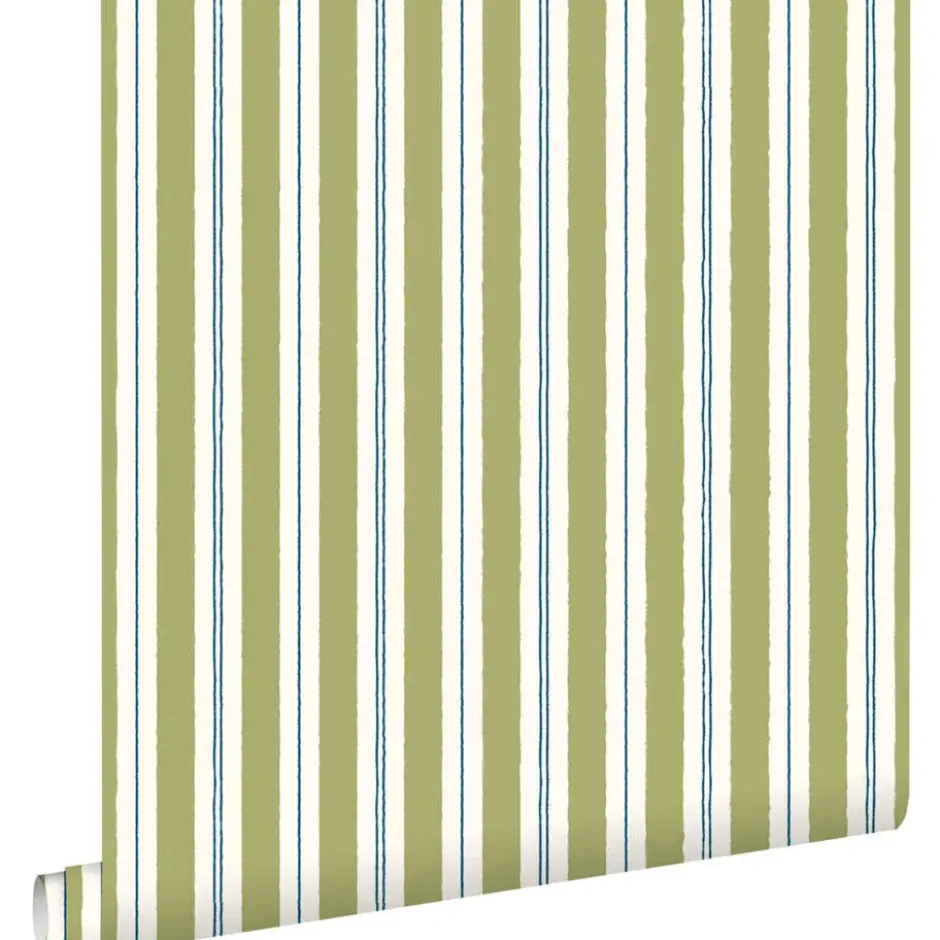 ESTAhome behang strepen groen en blauw - 50 x 900 cm