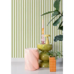 ESTAhome behang strepen groen en blauw - 50 x 900 cm