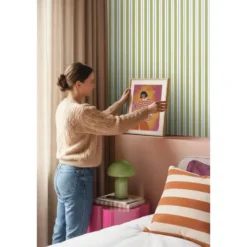 ESTAhome behang strepen groen en blauw - 50 x 900 cm