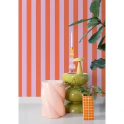 ESTAhome behang strepen oranje en lila paars - 53 x 1005 cm