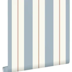ESTAhome behang strepen vergrijsd blauw - 53 x 1005 cm