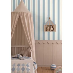 ESTAhome behang strepen vergrijsd blauw - 53 x 1005 cm