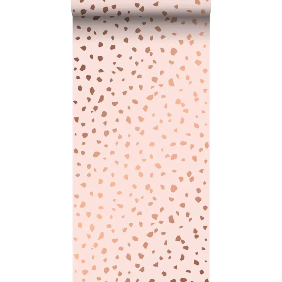 ESTAhome behang - terrazzo - zacht roze en roségoud - 0.53 x 10.05 m