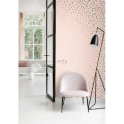 ESTAhome behang - terrazzo - zacht roze en roségoud - 0.53 x 10.05 m