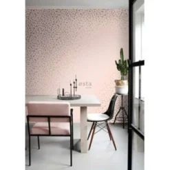 ESTAhome behang - terrazzo - zacht roze en roségoud - 0.53 x 10.05 m