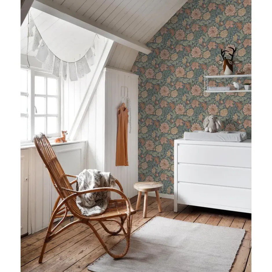 ESTAhome behang vintage bloemen vergrijsd blauw - 53 x 1005 cm