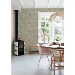 ESTAhome behang vintage bloemen vergrijsd mintgroen en zacht roze