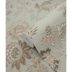 ESTAhome behang vintage bloemen vergrijsd mintgroen en zacht roze