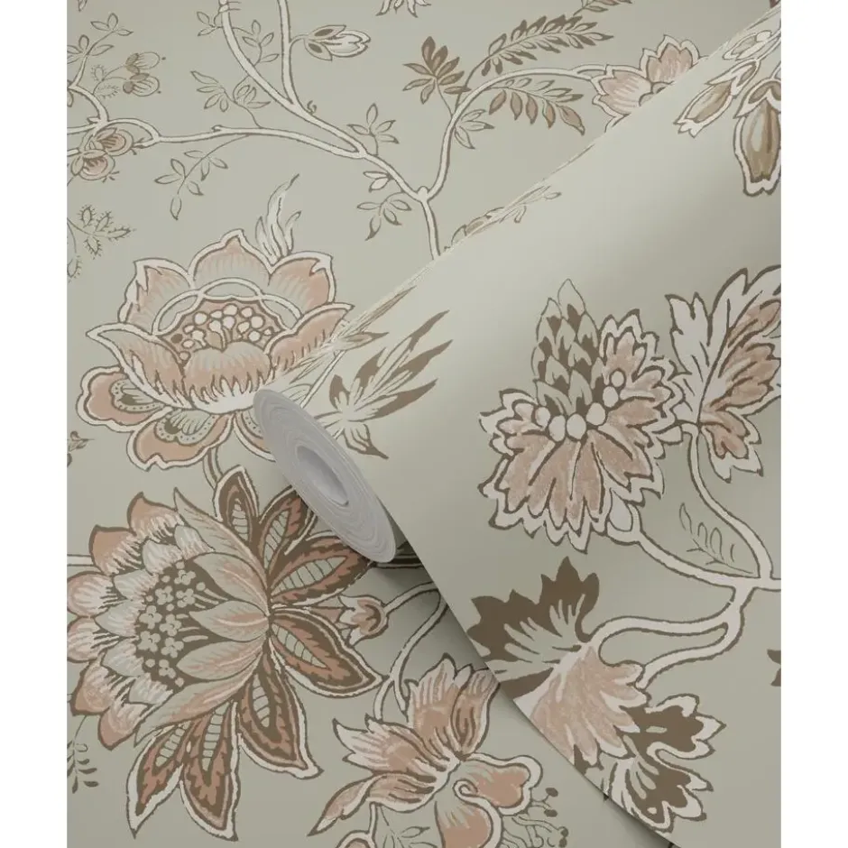 ESTAhome behang vintage bloemen vergrijsd mintgroen en zacht roze