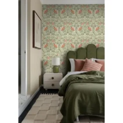 ESTAhome behang vintage bloemen in art nouveau stijl groen en terracotta