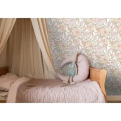 ESTAhome behang vintage bloemen terracotta en vergrijsd groen - 53 x 1005 cm