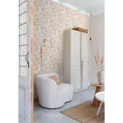 ESTAhome behang vintage bloemen terracotta en vergrijsd groen - 53 x 1005 cm