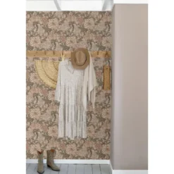 ESTAhome behang vintage bloemen oudroze, vergrijsd groen en terracotta roze
