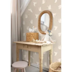 ESTAhome behang zwanen beige - 50 x 900 cm