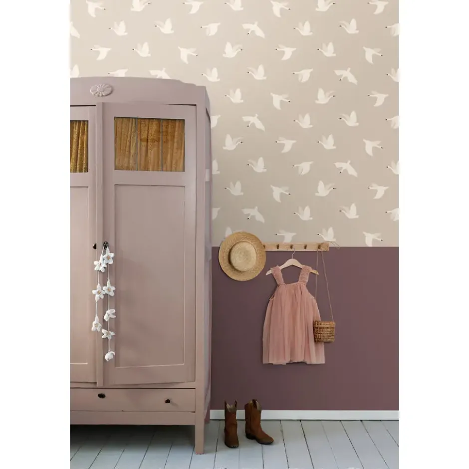ESTAhome behang zwanen beige - 50 x 900 cm