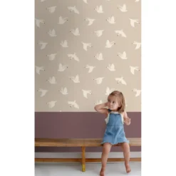 ESTAhome behang zwanen beige - 50 x 900 cm