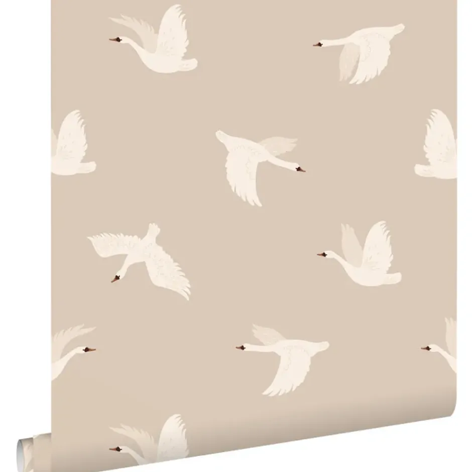 ESTAhome behang zwanen beige - 50 x 900 cm