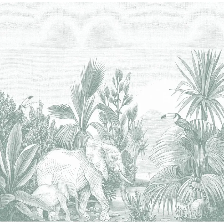 ESTAhome fotobehang jungle-motief groen - 300 x 279 cm