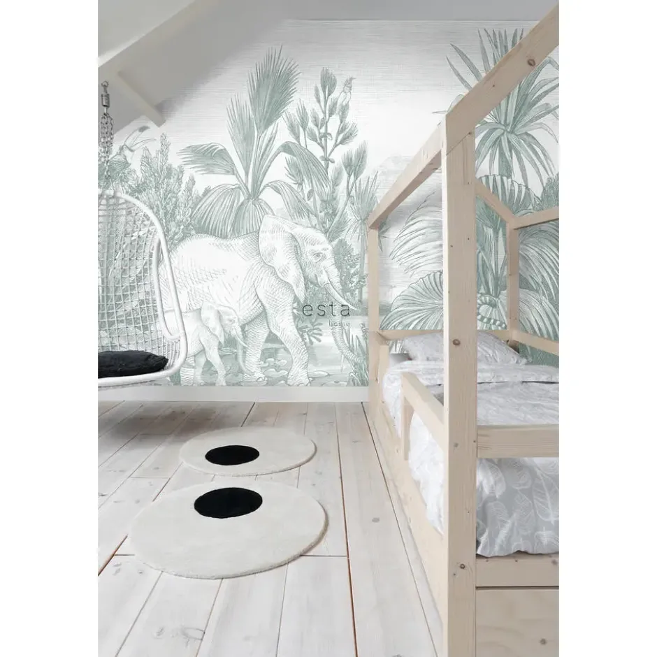 ESTAhome fotobehang jungle-motief groen - 300 x 279 cm