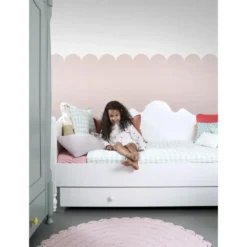 ESTAhome fotobehang lambrisering zacht roze - 100 x 279 cm