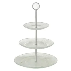 Etagere glas - 3-laags - 35 cm - metaal en glas - serveerplateau