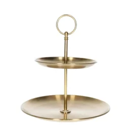 Etagere - goud - 2-laags - metaal - D14 x 20 cm - serveerplateau