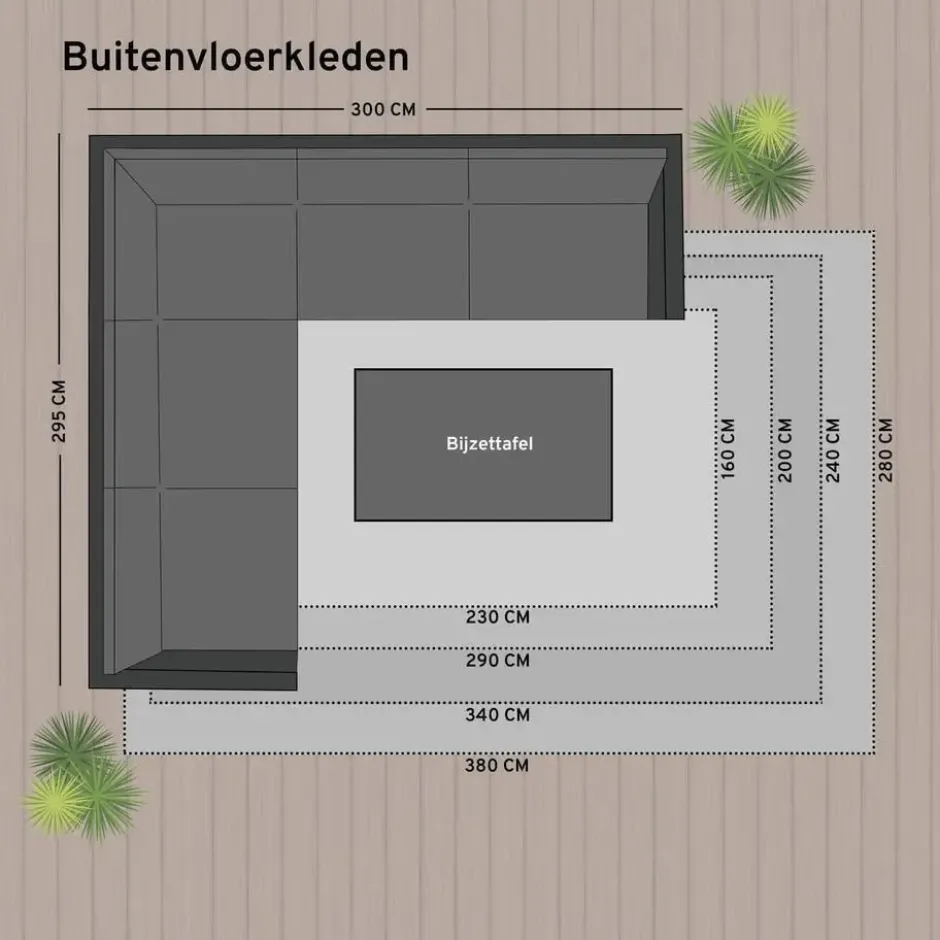 Eva Interior Buiten vloerkleed - Sage- Zwart - 200x290 cm