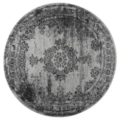 EVA Interior rond vintage Vloerkleed Bloom Grijs - 100 x 100 cm