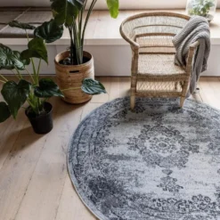 EVA Interior rond vintage Vloerkleed Bloom Grijs - 235 x 235 cm