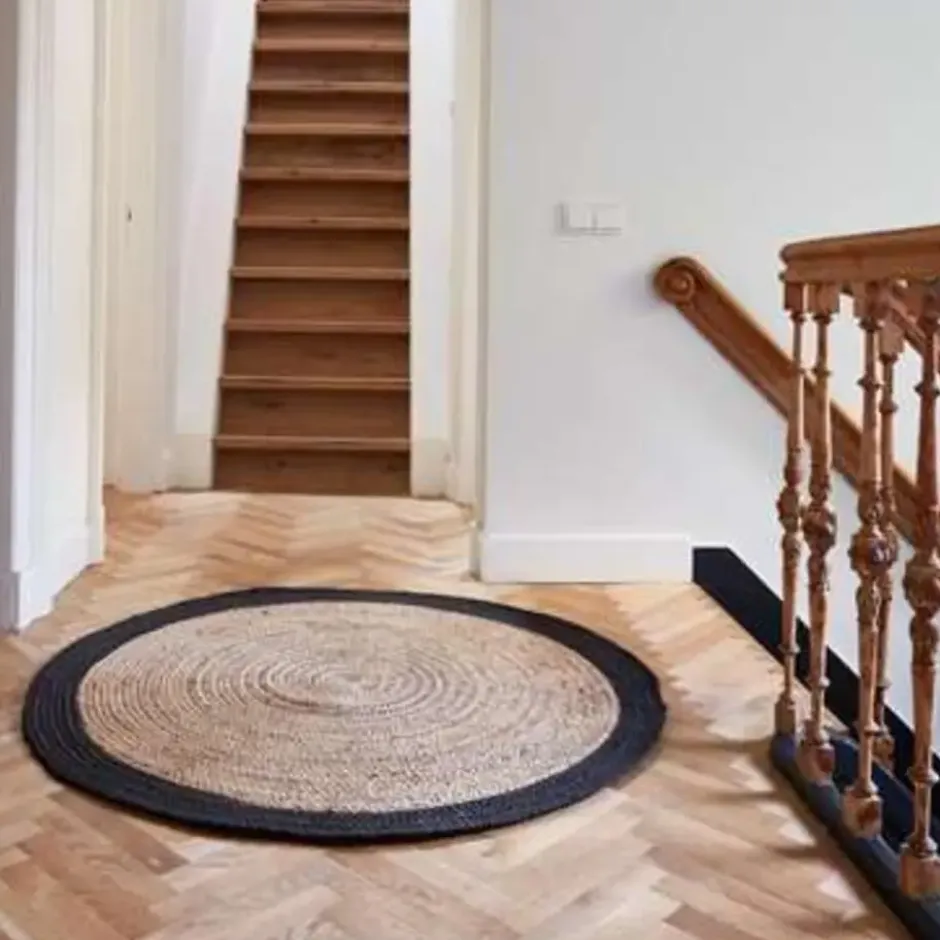 EVA Interior Vloerkleed Jute Rond - Naturel/Antraciet - 200 Ø
