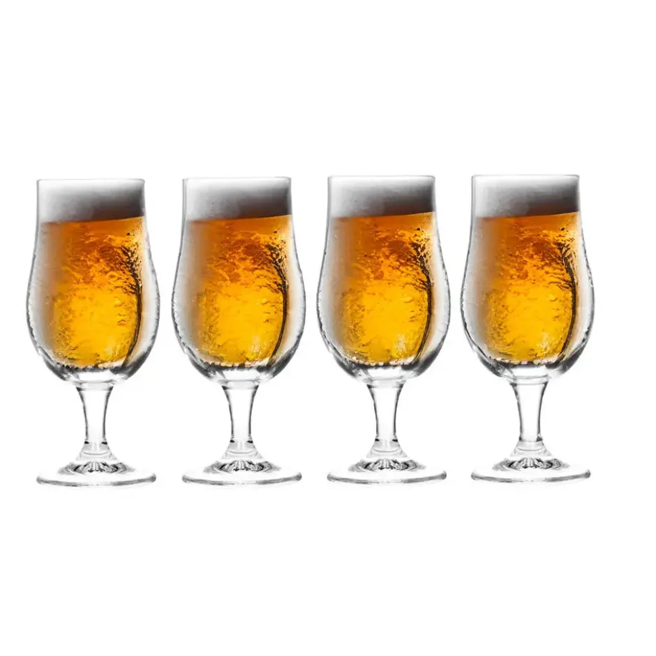 Excellent Houseware Bierglazen op voet - 4x- glas - speciaal bier